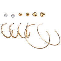 Shining Diva Fashion Latest Stylish Combo Design 6 Pairs Metal Earrings for Women and Girls (12753er), Golden