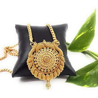 AFJ GOLD Womens 1 Gram Micro Gold Plated Copper Traditional Designer Plain Dollar Chain (Yellow)