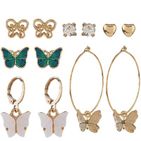 Shining Diva Fashion Latest Stylish Combo Design 6 Pairs Metal Earrings for Women and Girls (12734er), Golden