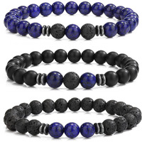 Hot And Bold Gemstone Bead Bracelet Set With Certificate, Natural Stones, Stylish Jewelry For Unisex Adult (Mystical Charm Combo Bracelet)