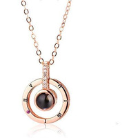 YouBella Jewellery 18k Rose Gold Plated I Love You in 100 Languages Heart Necklace Jewellery for Women and Girls (Round)
