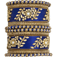 Peora Silk Thread Matching Floral Bangle Set Bridal Chuda Chura Jewellery for Women Girls - 2.8 inch