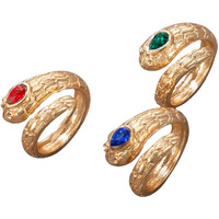 Jewels Galaxy Jewellery For Women Gold Plated Multicolor Snake inspired Stackable Rings Set of 3 (JG-PC-RNGH-989)