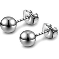 HIGHSPARK 925 Silver Ball Earrings | 92.5 Sterling Silver Plain Ball Stud Earrings for Women Men Boys & Girls | Silver 6mm