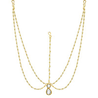 Handicraft Kottage Latest Hair Jewelry Traditional Gold Pearl Stylish Chain Mathapatti Maang Tikka Jewellery Set for Women & Girls (HK-Maang Tikka 01)
