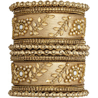 Peora Acrylic Brass Alloy & Kundan Chuda Bangles Set for Women & Girls (Gold) SIZE - 2.6|Rakhi Rakshabandhan Gift for Sister Bhabhi, Gifts for Women