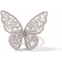 Fashion Frill Stunning American Diamond Studded Gold Plated Butterfly Ring For Girls Women Latest Ring Stylish Jewellery