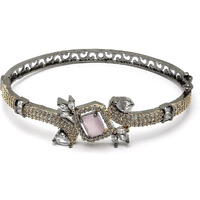 ZENEME Bracelet Rhodium-Plated Silver Toned Pink American Diamond Studded Contemporary Kada Openable Bracelet For Women and Girls