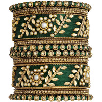 Peora Silk Thread Floral Chuda Chura Studded Bangle Set for Women Girls - 2.8 inch