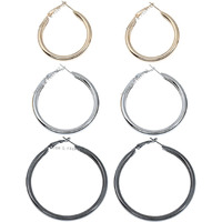 Young & Forever Gift 3 Pairs a Set Stainless Steel Gold and Silver Plated Tube Hoop Earrings for Women Big Hoop Dangle Earring for Women Round Earrings Geometric Hoop Earrings Set