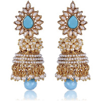 Shining Diva Fashion Shining Diva Blue Pearl Jhumka Earrings For Women (Rrsd6581Er)