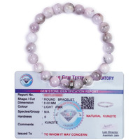 REMEDYWALA Charged Energized Certified Kunzite Bracelet 8mm For Reiki, Balance Chakra, Positive Energy, Healing | Kunzite Stone Bracelet for Men and Women