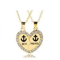 Young & Forever Gift Friendship Day Gift Special Necklace For 2 Best Friend Zircon Couple Gift For 2 Matching Heart Best Friends Forever Anchor Gold Pendant For Women