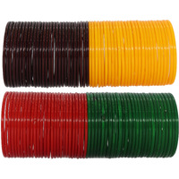 NMII Glass with Plain and Simple Glossy Finished Bangle Set For Women and Girls, (MultiColour_2.4 Inches), Pack Of 108 Bangle Set