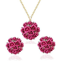 YouBella Jewellery Stylish Gold Plated Floral Necklace Jewellery for Women and Girls (Pink)