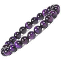 Young & Forever Gift Natural Reiki Feng-Shui Healing Crystal Beaded Gem Stone Purple Tiger Eye Bracelet for Men and Women