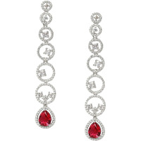 ZENEME Rhodium-Plated American Diamond studded Circular Shaped Drop Earrings For Women & Girls
