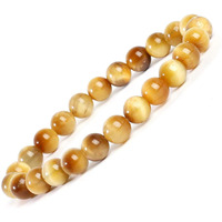 Young & Forever Gift Natural Reiki Feng-Shui Healing Crystal Beaded Gem Stone Honey Yellow Tiger Eye Bracelet for Men and Women