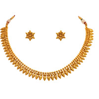 JFL - Jewellery for Less Designer Traditional Ethnic Gold Plated Bead Necklace Set for Women(Golden) - 1g