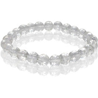 rocksmins Natural Quartz Clear Crystal Bracelet 8mm Diamond Cut Original Semi Precious Stone Beads For Reiki Crystal Healing, Protection, Chakra Balancing Unisex Men Women Stretchable - Colour Clear
