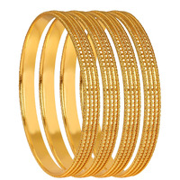 JFL - Jewellery for Less Golden One Gram Gold Plated Bangle Set Of 4 For Women (26),
