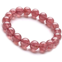 Young & Forever Gift Certified Reiki Crystal Semi Precious Gemstone Strawberry Quartz Bracelet for Soothing and Wisdom Healing Stone Stretch Bracelet for Men and Women