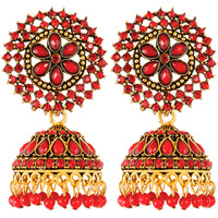 Fashion Frill Dazzling Cz & Pearl Gold Plated Jhumka Earrings For Girls Women Stylish Latest Fancy Earrings