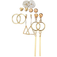 Yellow Chimes 6 and 9 Pairs Assorted Multiple Stud Earrings Big Hoop Tassel Drop Pearl Earrings for Women and Girls (Trandy combo)