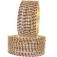 ZULKA Non-Precious Metal Base Metal with Zircon Gemstone Studded worked Glossy Finished Bangle Set For Women and Girls, (Red White_2.6 Inches), Pack Of 24 Bangle Set