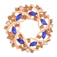 VAMA Golden Crystal Stone Saree Brooch Pins Floral Coat Dress Gown Shawl Wedding Bridal Brooch Accessories for Women & Girls (Blue wedding Brooch)