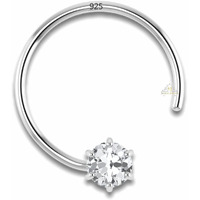 SJ SHUBHAM JEWELLERS 92.5-925 Sterling Silver Round Shape White Cubic Zirconia Prong Setting Nose Pin Stud for Women Girls Size 2mm