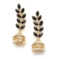 ZENEME Antique Rhodium Plated Dangler and Jhumka styled Earrings for girls and women (Black-Gold)