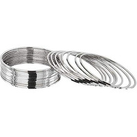 I Jewels Ethnic Silver Oxidized Traditional Plain Bangle Set For Women (ADB158S-c) (Set of 24 Bangles)