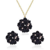 YouBella Jewellery Stylish Gold Plated Floral Necklace Jewellery for Women and Girls (Black)
