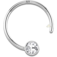 SJ SHUBHAM JEWELLERS 92.5-925 Sterling Silver Round Shape White Cubic Zirconia Cup Setting Nose Pin Stud for Women Girls Size 2mm(Bezel Setting)