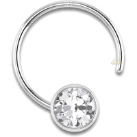 SJ SHUBHAM JEWELLERS 92.5-925 Sterling Silver Round Shape White Cubic Zirconia Cup Setting Nose Pin Stud for Women Girls Size 3mm (Bezel Setting)