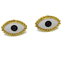 Young & Forever Gift Dvine Collection Enamel Gold Plated Stud Earrings for Women and Girls, White