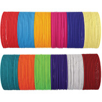 NMII Non-Precious Metal with Base Metal Neon Colour Matte Finished Bangle set for Women and Girls, (PP3-Multicolour_Pattern_2.10_Inches), Pack Of 144 Bangles