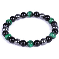 Young & Forever Gift Reiki Infused Handmade Chakra Bracelets for Women Semi Precious Gemstone Green Tiger Eye Onyx Hematite Weight Loss Healing Crystal Bracelet for Men
