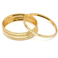 ZENEME Set Of 4 Gold-Plated Traditional Dual Toned Gold & Silver Handcrafted Classic Bangles For Girls and Women (Silver Line, 2.4)