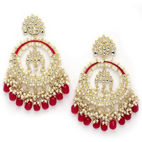 Shining Diva Fashion Latest Stylish Traditional Kundan Earrings for Women and Girls (14069er)(Pink)