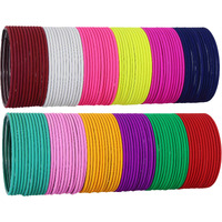 NMII Non-Precious Metal with Base Metal and Zig-Zag and Curved Pattern Glossy Finished Bangle set For Women and Girls, (Multicolour-Design-2 2.8_Inches), Pack Of 144 Bangles