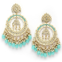 Shining Diva Fashion Latest Stylish Traditional Kundan Earrings for Women and Girls (14067er)(Sea Green)