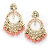 Shining Diva Fashion Latest Stylish Traditional Kundan Earrings for Women and Girls (14065er)(Peach)