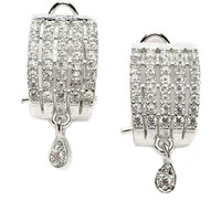 Zeneme Rhodium-Plated Silver Toned White American Diamond studded Teardrop Shaped Studs Earrings with Girls and Women (Silver)