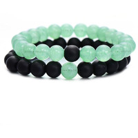 Young & Forever Gift Mens Beaded Bracelets Onyx Stone Beads for Women Anxiety Long Distance Relationships Aventurine Couples Bracelets Set of 2 Couples Gift