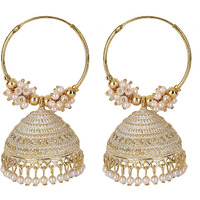 Shining Diva Fashion Latest Stylish Traditional Jhumka Jhumki Earrings for Women & Girls (13623er), Gold White