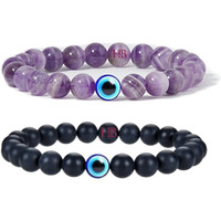 Hot And Bold Multilayered Couple Evil Eye Beads Combo Bracelet Set. Embrace Harmony, Protection, and Positive Energy Together for Him & Her. (Natures Symphony Bracelet (Amethyst & Onyx))