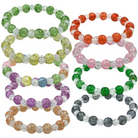 LACUM Navratri Glass Beads Bracelets Combo - Perfect Kanya Bhoj and Birthday Return Gifts for Girls (Combo_of_9Crushbead)