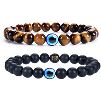 Hot And Bold Multilayered Couple Evil Eye Beads Combo Bracelet Set. Embrace Harmony, Protection, and Positive Energy Together for Him & Her. (Elemental Mix Bracelet (Tiger Eye & Onyx))